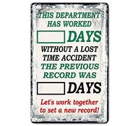Bctxxa Since Last Incident Sign Days Without Accident Sign Day Counter Signs Metal Signs Funny Yard Sign Outdoors Warning Signs Tin Plate Poster Retro Metal Tin Sign 8X12 inches