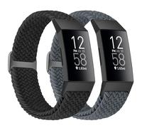 Bcuckood Braided Watch Straps Compatible with Charge 4/Charge 3/Charge 3 SE for Women Men, Adjustable Stretchy Nylon Solo Loop Woven Replacement Wristbands for Charge 4/Charge 3