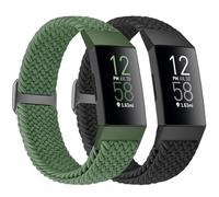 Bcuckood Braided Watch Straps Compatible with Fitbit Charge 4/Charge 3/Charge 3 SE, Adjustable Stretchy Nylon Solo Loop Woven Replacement Wristbands for Fitbit Charge 4/Charge 3 for Women Men