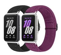 Bcuckood Elastic Nylon Straps Compatible with Samsung Galaxy Fit 3, 2PCS Adjustable Stretchy Nylon Replacement Straps Wristbands for Galaxy Fit3 SM-R390 Watch for Women Men