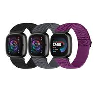 Bcuckood Elastic Strap Compatible with Fitbit Versa 4/Versa 3/Fitbit Sense 2/Sense for Men and Women, Soft Nylon Adjustable Stretchy Solo Loop Replacement Strap Watch Strap