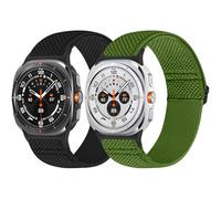 Bcuckood Elastic Watch Straps Compatible with Samsung Galaxy Watch Ultra 47mm (2024), Unisex, Green, 150mm-250mm (5.9''-9.8''), Sport Loop Design, Nylon Material, 2 Pack
