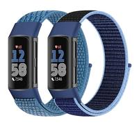 Bcuckood Pack of 2 Nylon Loop Wristbands Compatible with Fitbit Charge 6/Fitbit Charge 5 for Men and Women, Nylon Replacement Strap Sport Solo Loop Watch Strap for Fitbit Charge 6/Fitbit Charge 5