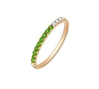 BCughia 14K Yellow Gold Ring for Women, Stackable Band with Diopside and Diamond Promise Rings Size O 1/2
