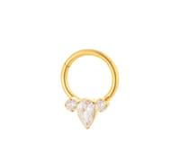 BCughia 16 Gauge Nose Ring Hoop, Titanium Gold Nose Rings with Round and Pear Shape Cubic Zirconia Daith Conch Rook Tragus Cartilage Earring Body Piercing Jewelry for Women Men