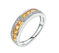 BCughia 18K Engagement Rings for Women, White Gold Princess Shape 1.17ct Sapphire and Diamond Anniversary Ring Size P 1/2