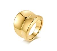 BCughia 20MM Mens Ring Fashion Stainless Steel, Gold Ring Simple Polished Size L 1/2