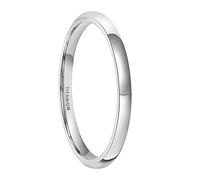 BCughia 2MM Silver Rings for Men, Titanium Ring Simple Polished Size L 1/2