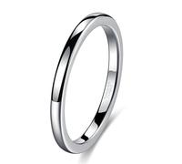 BCughia 2MM Silver Rings for Men, Tungsten Steel Ring Simple Polished Size L 1/2