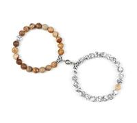 BCughia 2Pcs Bead Bracelet Set, 8MM Turquoise Bracelet, Beaded Stretch Bracelets for Women 18-19CM
