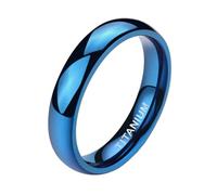 BCughia 4MM Blue Rings for Men, Titanium Ring Simple Polished Size L 1/2