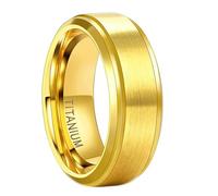 BCughia 8MM Men Titanium Ring, Gold Ring Simple Brushed Size L 1/2