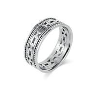 BCughia 8MM Mens Rings Stainless Steel, Silver Ring Hollow Chain Braided Rope Size V 1/2