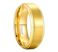 BCughia 8MM Mens Tungsten Ring, Gold Brushed Ring Simple Size L 1/2