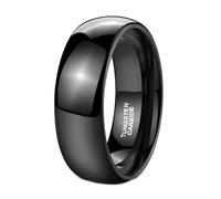 BCughia 8MM Tungsten Rings for Men, Black Ring Simple Polished Size L 1/2
