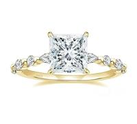 BCughia 925 Sterling Silver Rings Wedding, 7x7mm Princess cut Cubic Zirconia Ring for Women Size T 1/2