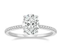 BCughia 925 Sterling Silver Rings Women, 3ct Oval Cubic Zirconia Ring for Women Size M 1/2
