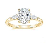 BCughia 925 Sterling Silver Wedding Rings, Women Gold Ring with 8x10mm 3ct Oval Cubic Zirconia Size M 1/2