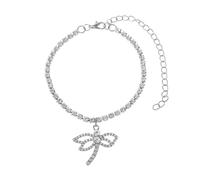 BCughia Ankle Bracelet for Women, Silver Anklet Bracelets Cubic Zirconia Chain with Dragonfly Beach Anklets 21+10cm