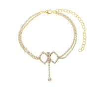 BCughia Ankle Bracelet, Gold Anklets Bracelets for Women Double Tennis Chain with Cubic Zirconia Foot Chain 22.5+10cm