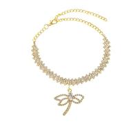 BCughia Ankle Bracelets for Women, Gold Anklet Cubic Zirconia Tennis Chain with Dragonfly Anklets Foot Chain 17.5+10cm