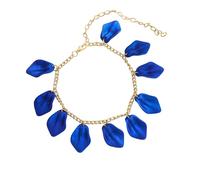 BCughia Ankle Jewelry for Women, Gold Anklet with Blue Petals Foot Chain Women 22+10.5cm