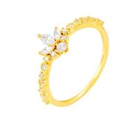 BCughia Anniversary Rings in Yellow Gold, 9K/14K/18K Stackable Ring with Marquise and Round Moissanite Wedding Rings for Women Size H 1/2-V 1/2