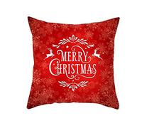 BCughia Art Deco Cushion Cover, Cushion Cover Polyester Red White Polyester Snowflakes Pattern Christmas 50x50 Cushion Cover Single Cushion Cover