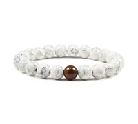 BCughia Bead Bracelets, 8MM White Turquoise Tiger's Eye Bracelet, Elastic Bracelets