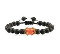 BCughia Bead Bracelets for Men, 8MM Lava Rock Bracelet with Crown, Adjustable Bracelet Women 19-35CM