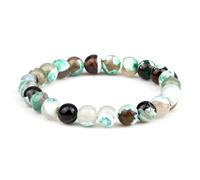 BCughia Bead Bracelets for Women, 8MM Agate Beads Bracelet, Mens Stretch Bead Bracelet 18CM