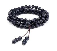 BCughia Bead Chain Bracelet, 6MM Dark Blue Stone Bracelet, Beaded Stretch Bracelets