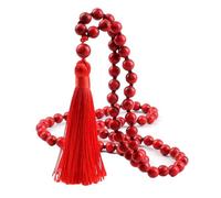 BCughia Bead Chain Bracelet, 8MM Red Turquoise Bracelet with Tassels, Multilayer Bead Bracelet