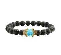 BCughia Beaded Bracelets for Women, 8MM Lava Rock Bracelet with Crown, Elastic Bracelets