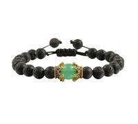 BCughia Beaded Stone Bracelets for Women, 8MM Lava Rock Bracelet with Crown, Adjustable Chain Bracelet 19-35CM