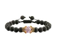 BCughia Beads Bracelet Women, 8MM Lava Rock Bracelet with Crown, Adjustable Bracelets for Men 19-35CM