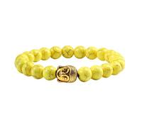 BCughia Beads Bracelet Women, Yellow Turquoise Bracelet with Buddha's Head, Stretch Bracelet for Men