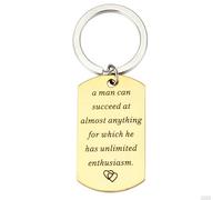 BCughia Cute Keychain, Art Keyring Stainless Steel 40x40mm Keyring with Engraving A Man Can Succeed at Almost Anything for Thanksgiving Day Gift