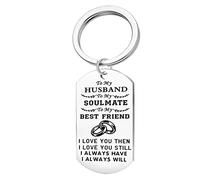 BCughia Cute Keychain, Keychain Stainless Steel Keyring with Engraving to My Husband