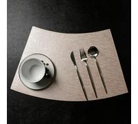 BCughia Dining Table Mats Set of 4, Rose Gold Placemats Leather Solid Color Wedge Shape Holiday Placemats for Dining Table 20 x 13 inch