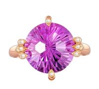 BCughia Engagement Ring in Rose Gold, 18K Tiny Ring with Ruby and Diamond 7ct Bridal Wedding Rings for Women Size S 1/2