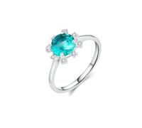 BCughia Engagement Ring White Gold for Women, 14K Promise Band Rings Flower with Round Shape Cubic Zirconia Rings Size O 1/2