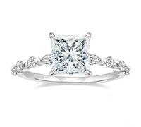 BCughia Engagement Ring Women Sterling Silver, 7x7mm Princess cut Cubic Zirconia Ring for Women Size H 1/2