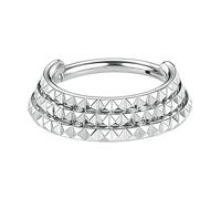 BCughia G23 Titanium Nose Ring 16 Gauge, Silver Nose Hoop 3 Layer Geometric Pattern Cartilage Helix Tragus Earrings Septum Piercing Jewerly