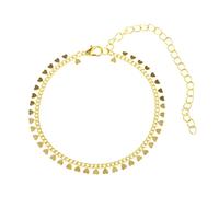 BCughia Gold Ankle Jewelry, Anklet Bracelet with Heart Tassels Foot Chain for Women 19.8+10cm