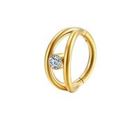 BCughia Hoop Nose Ring 16 Gauge, Titanium Gold Double Layer Hoop Nose Rings with Cubic Zirconia Cartilage Helix Tragus Earrings Septum Piercing Jewerly