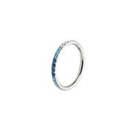 BCughia Hoop Nose Ring 16 Gauge, Titanium Silver Nose Rings with Gradient Blue Cubic Zirconia Daith Conch Rook Tragus Cartilage Earring Body Piercing Jewelry for Women Men