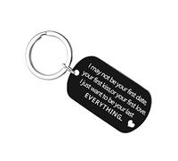 BCughia Key Chain, Funny Keyring Stainless Steel 50x50mm Keyring with Engraving I May Be Not Your First Date...Everything for Christmas Gift