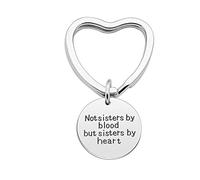 BCughia Keyring, Heart Keyring Stainless Steel Keyring with Engraving Not Sisters by Blood But Sisters by Heart for New Year Gift