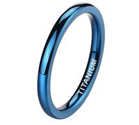 BCughia Men Titanium Ring, Blue Simple Ring Polished Size L 1/2